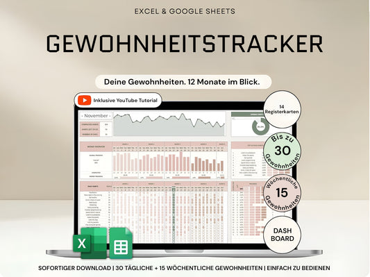 Gewohnheitstracker für Excel & Google Sheets