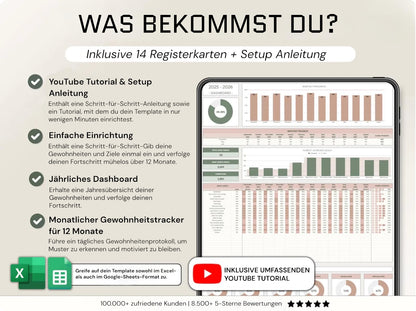 Gewohnheitstracker für Excel & Google Sheets